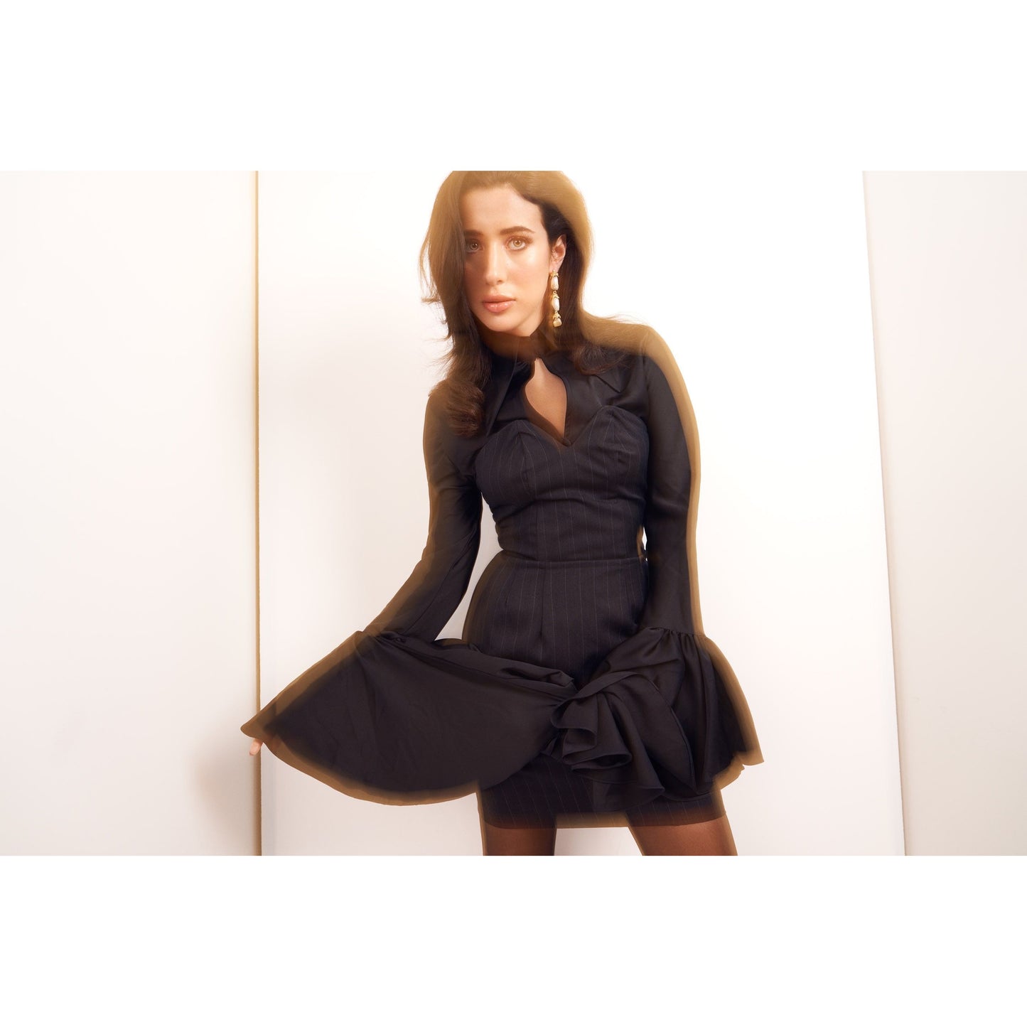 The Rachel Strapless Corset Mini Dress Pinstripe