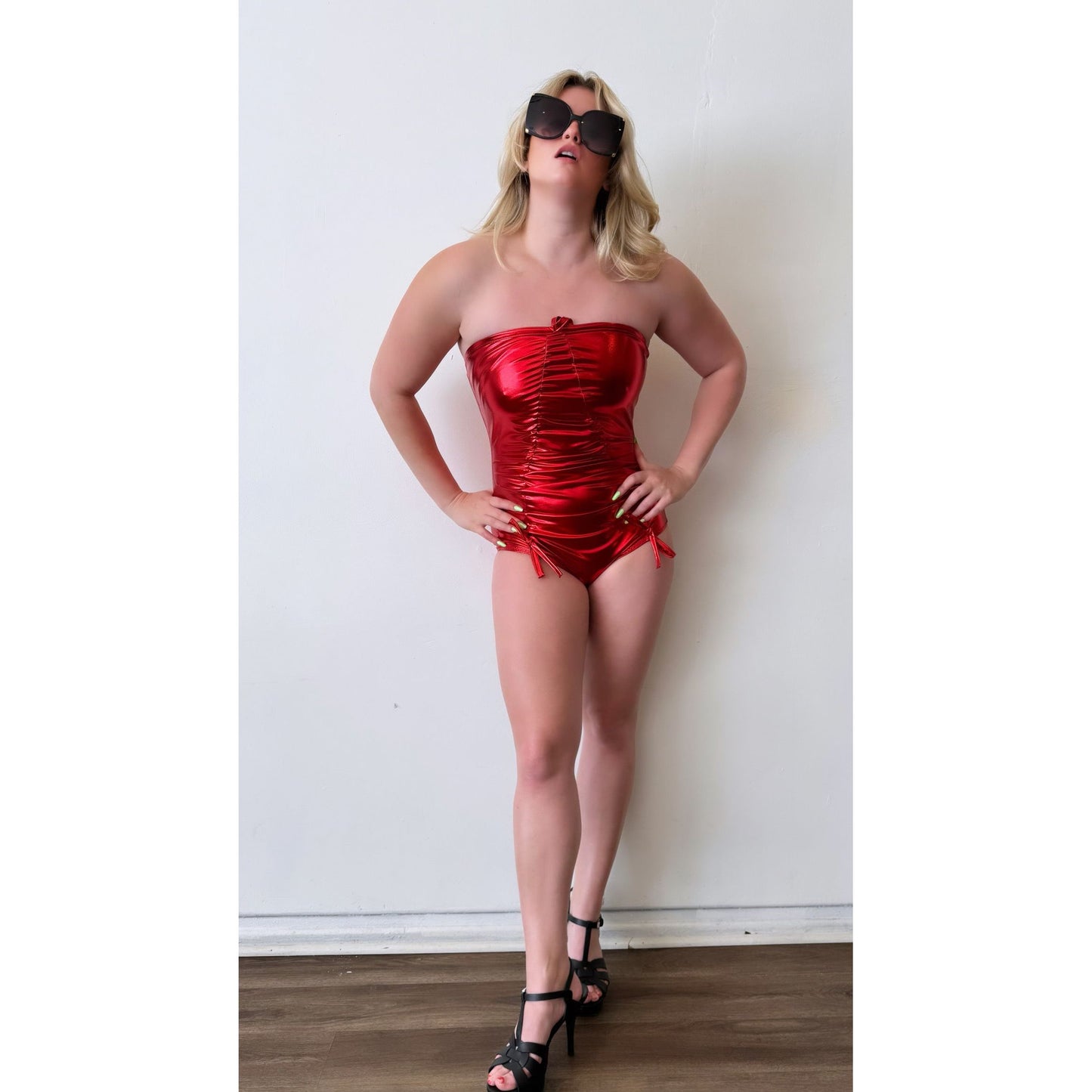 BVC 70’s South Beach Bodysuit in Crimson Chrome