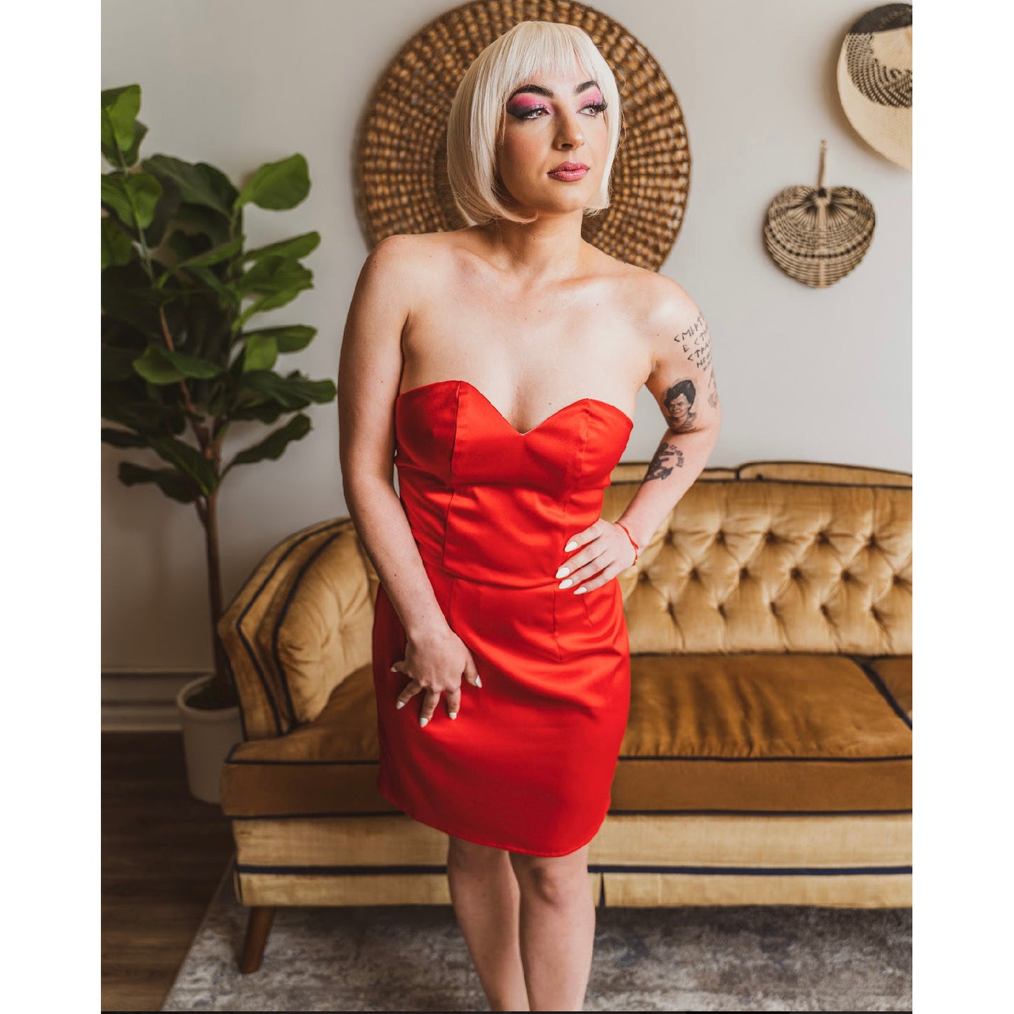 The Rachel Strapless Corset Mini Dress Matte Red