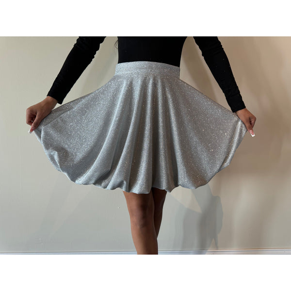 Stardust Bubble Skirt in Glittering Silver.