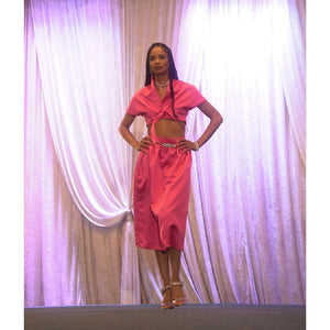 Hot Pink Satin Tie Top