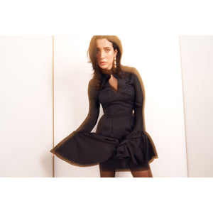 The Rachel Strapless Corset Mini Dress Pinstripe.