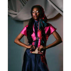Hot Pink Satin Tie Top