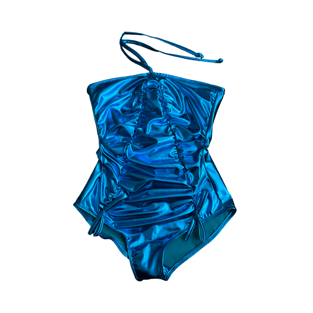 BVC 70’s South Beach Bodysuit in Aqua Chrome