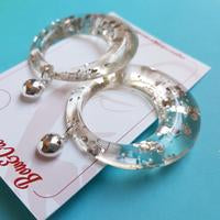 
            
                Load image into Gallery viewer, Ursula Lucite Hoop Earrings-Silver
            
        