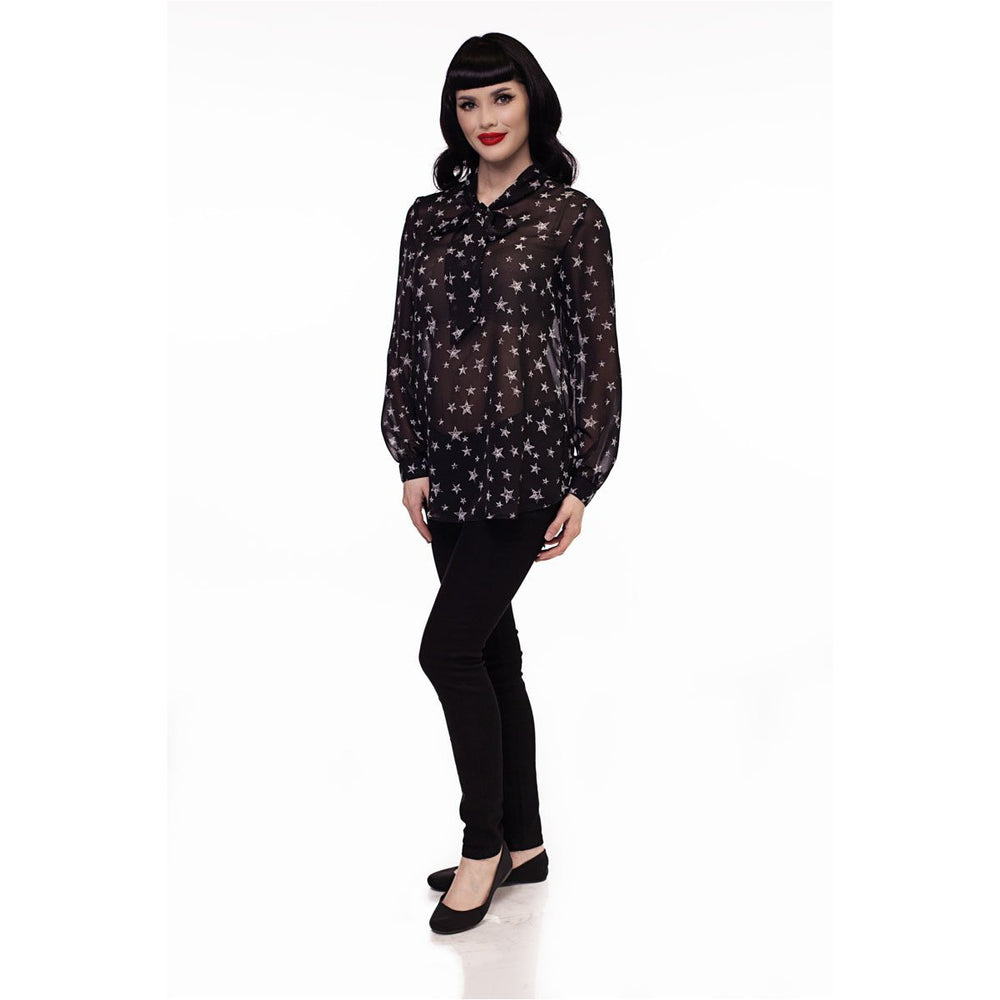 Long Sleeve Bow Top-Stars
