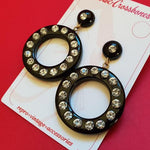 Rita Diamanté Hoop Earrings-Black