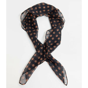 Pin-Up Black & Orange Pumpkin Print Chiffon Hair Scarf