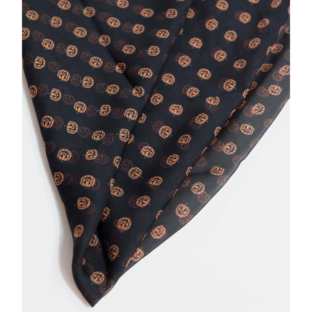 Pin-Up Black & Orange Pumpkin Print Chiffon Hair Scarf