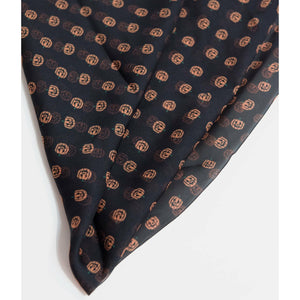 Pin-Up Black & Orange Pumpkin Print Chiffon Hair Scarf