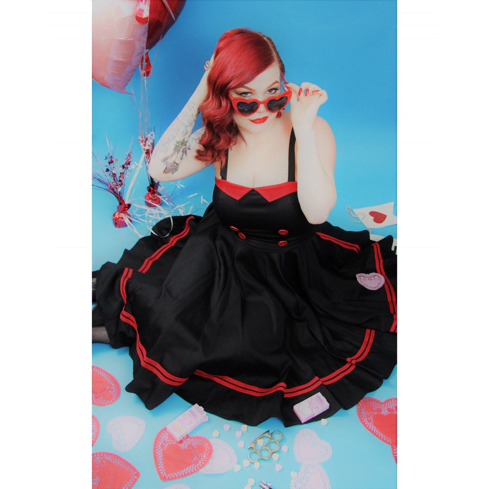 Piper Swing Dress black with red accents