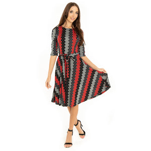 Nora Red and Black Knit Dress