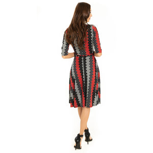 Nora Red and Black Knit Dress