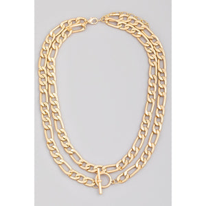 Layered Bulky Flat Chain Necklace