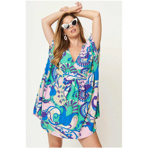 Green & Blue Psychedelic Paisley Roper Caftan