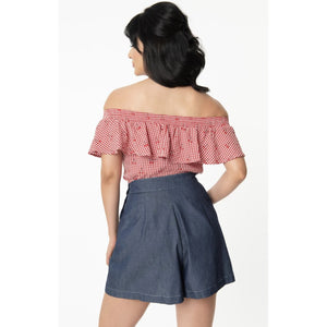 Dark Blue Chambray Joyce Shorts