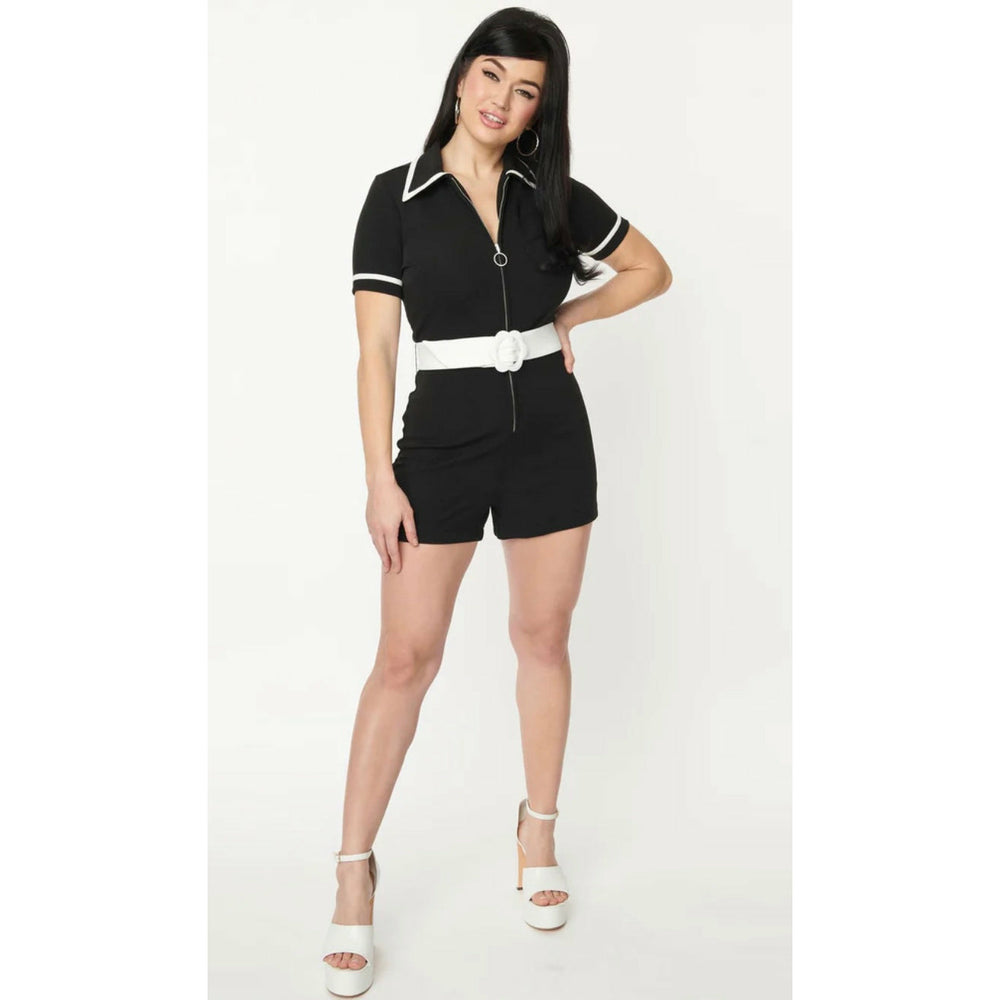 Smak Parlour Black & White Belted Romper