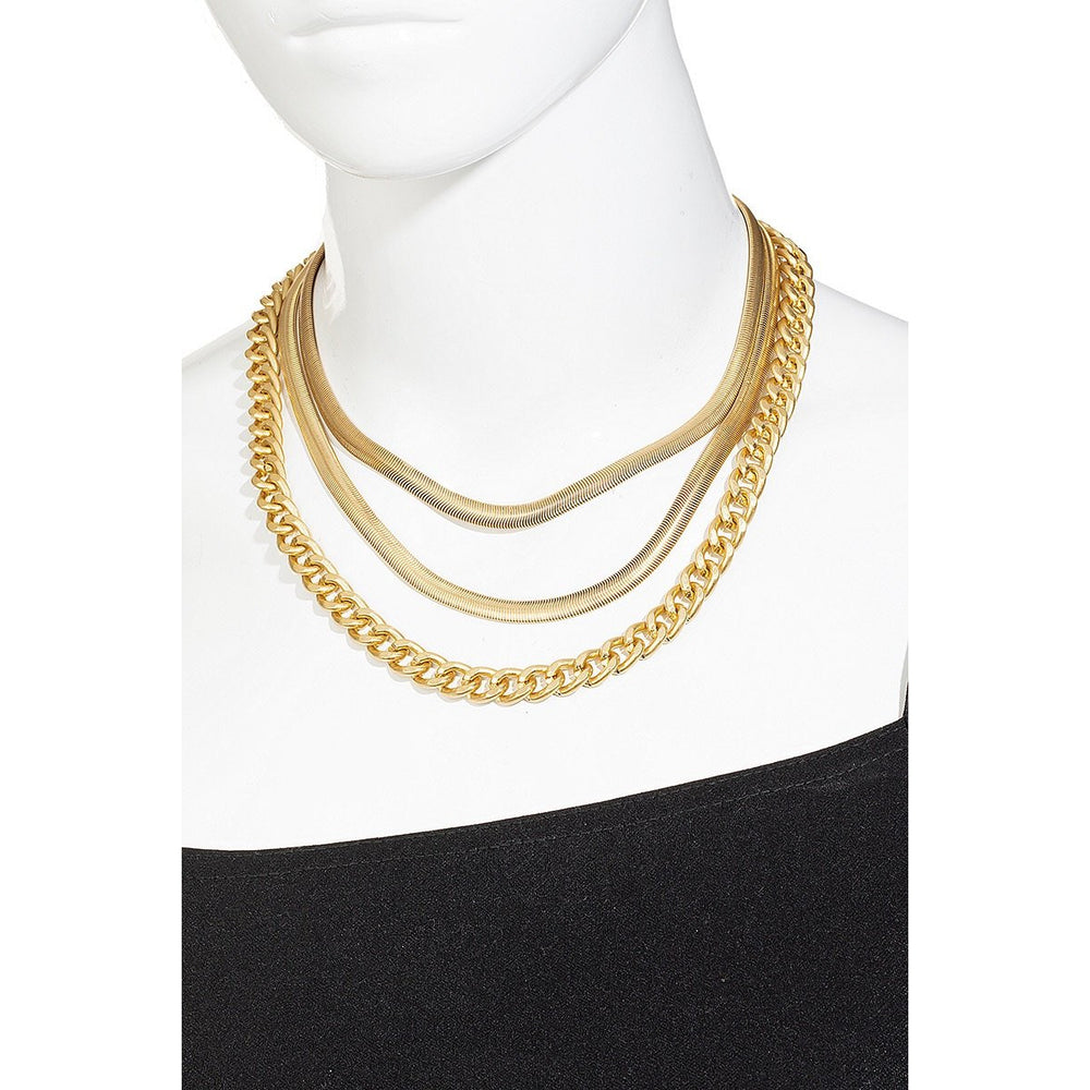 Layered Herringbone Chain Necklace