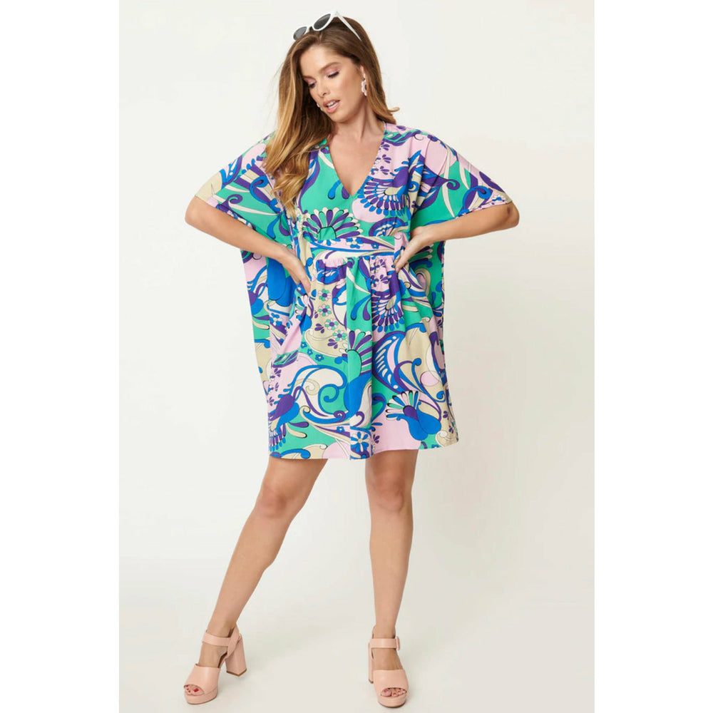 Green & Blue Psychedelic Paisley Roper Caftan