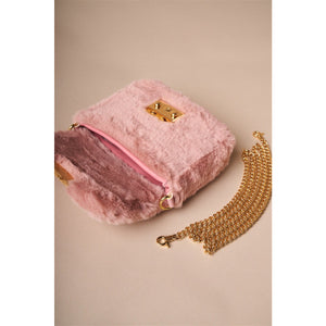 Dusty Pink Faux Fur Clutch Crossbody