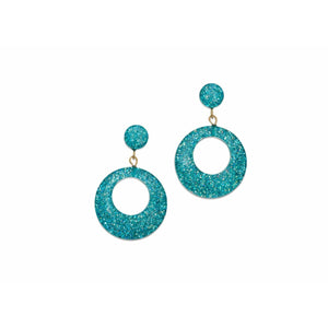 New Teal Glitter Drop Hoop Earrings