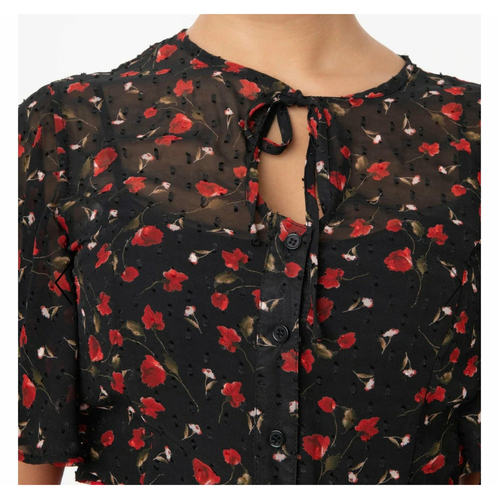 Black & Red Floral Print Cecilia Blouse