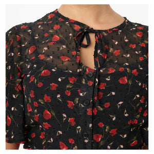 Black & Red Floral Print Cecilia Blouse