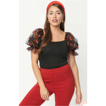 Black and red glitter Hearts  top.