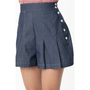 Dark Blue Chambray Joyce Shorts