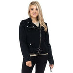 Black Wash Denim Moto Jacket
