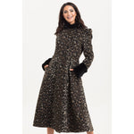Violet Faux Fur Trim Leopard Print Coat