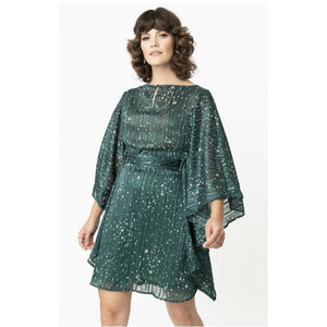 Green & Silver Star Print Social Climber Caftan