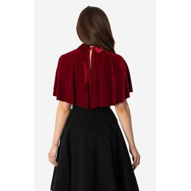 Unique Vintage Burgundy Red Velvet Collar Lois Capelet