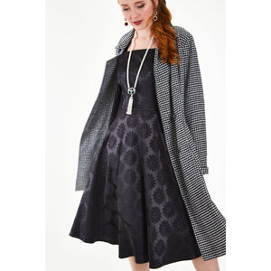Margaret Houndstooth coat-bow detail coat