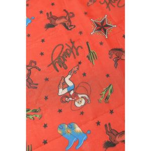 Rust Red & Western Print Chiffon Scarf
