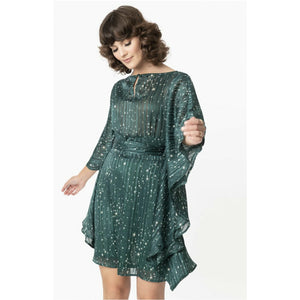 Green & Silver Star Print Social Climber Caftan