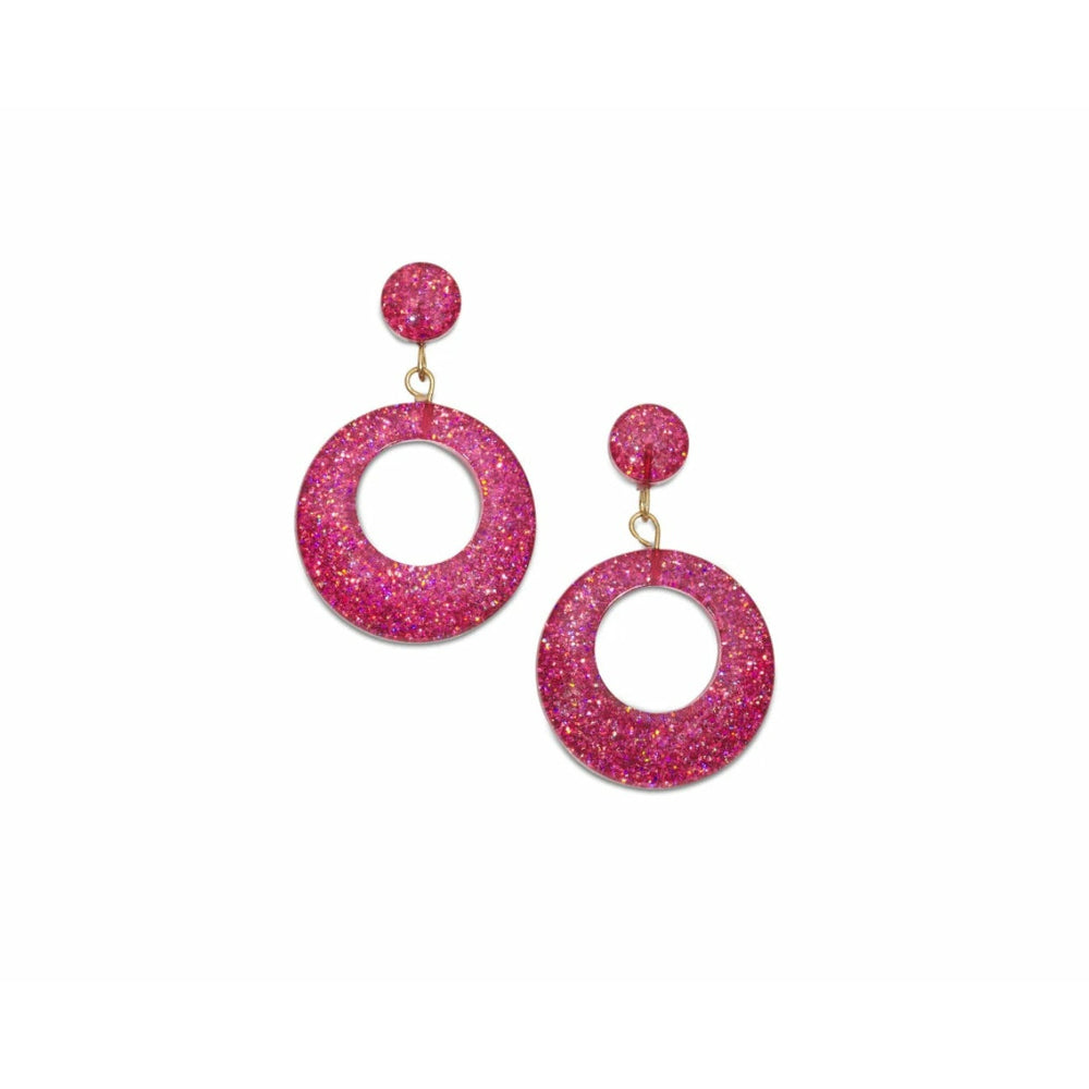 New Peony Glitter Drop Hoop Earrings