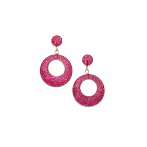 New Peony Glitter Drop Hoop Earrings