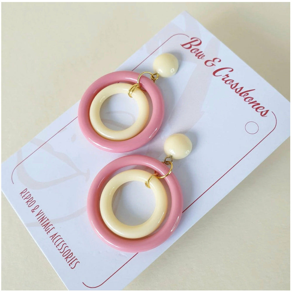 DOT Double Hoops - Baby Pink & Ivory