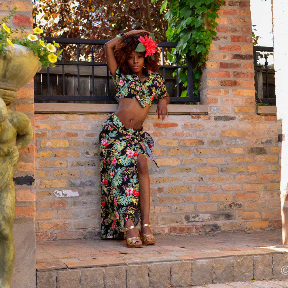 Mariya - Urban Tropical Original Green and Black floral.