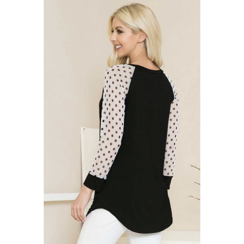 Polka Dot Mesh Baseball Tee