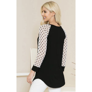 Polka Dot Mesh Baseball Tee
