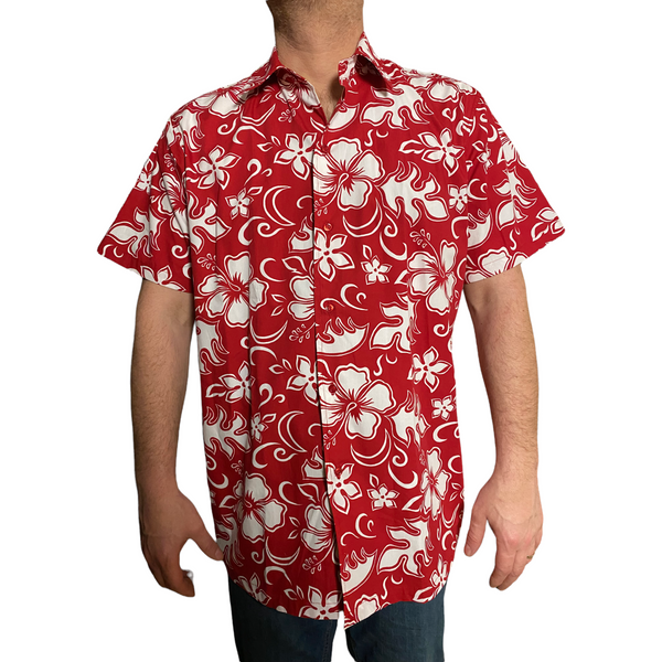 Rigali Red & White Floral Mens Shirt