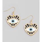 Evil Eye Heart Drop Earrings