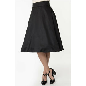 Retro Style Black High Waist Vivien Swing Skirt