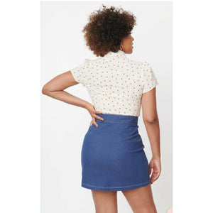 Smak Parlour Denim Hearts Match Game Skirt