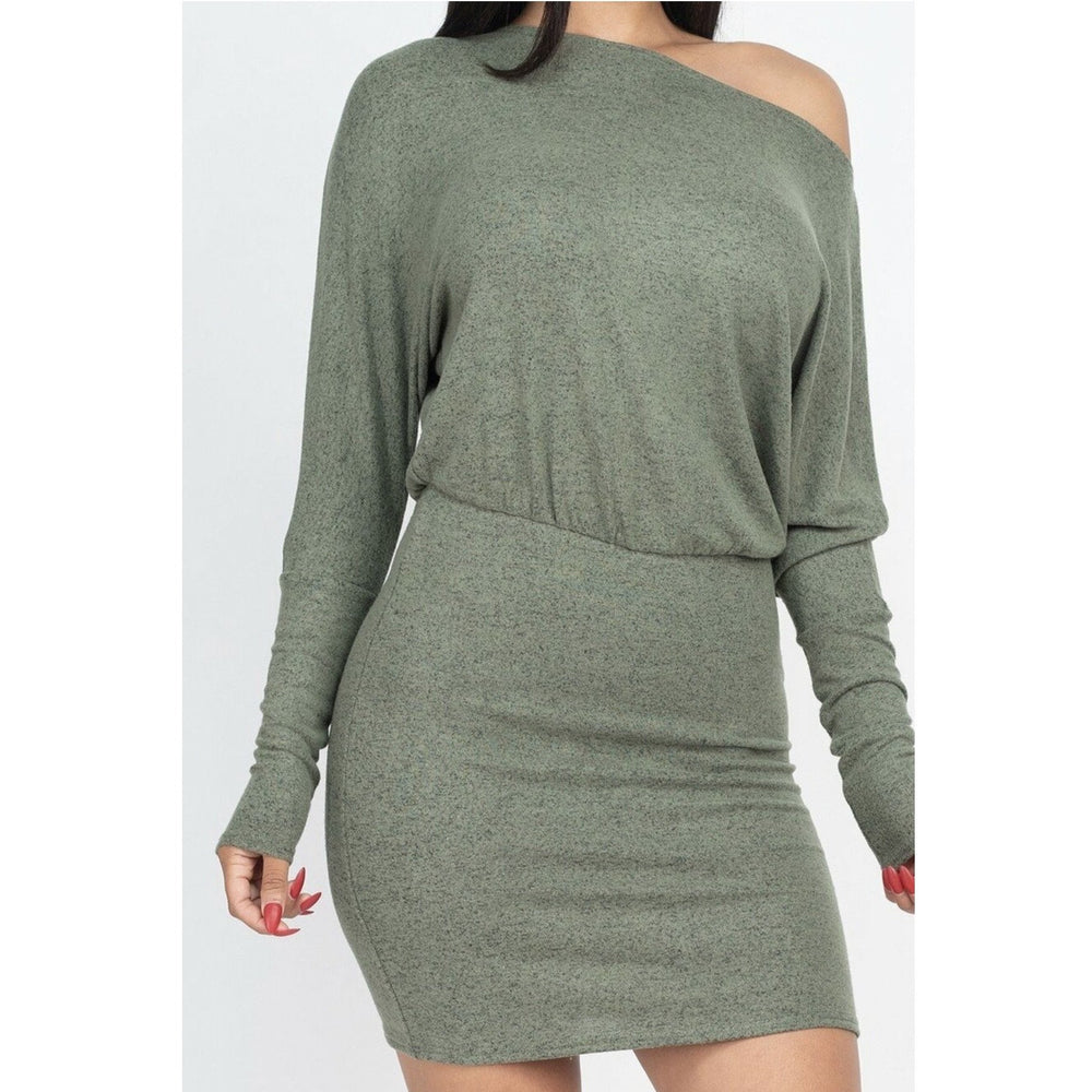 Off the shoulder mini dress-Sage green