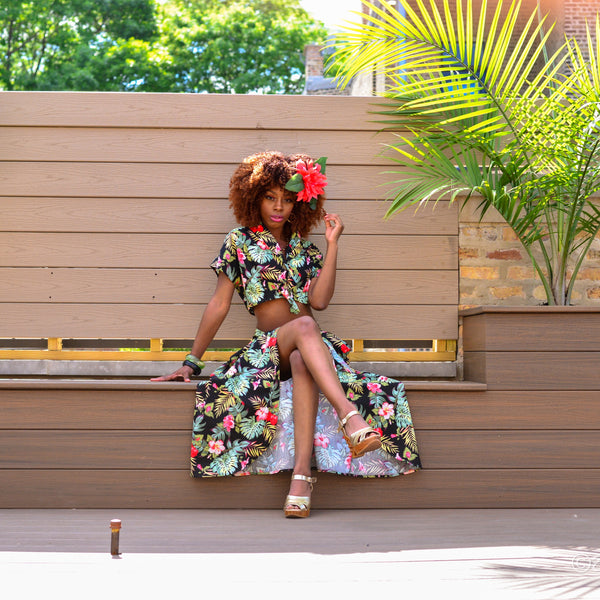 Mariya - Urban Tropical Original Green and Black floral.