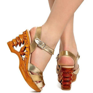 Pagoda Wedge - Gilda Gold Metallic Strap