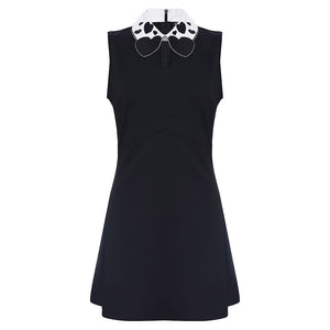 Embroidered Heart Collar Shift Dress